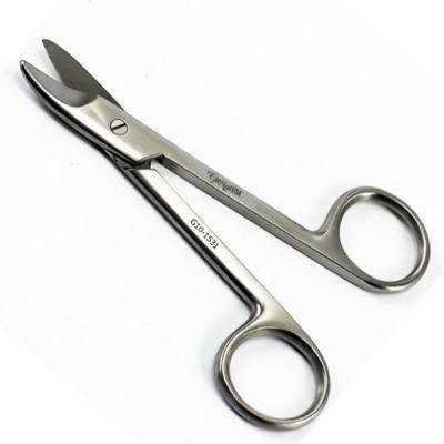 Crown and Collar Scissors 4 3/4 inch Curved One Serrated Blade