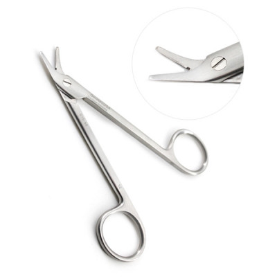 Wire Cutting Scissors 4 3/4 inch Angled One Serrated Blade