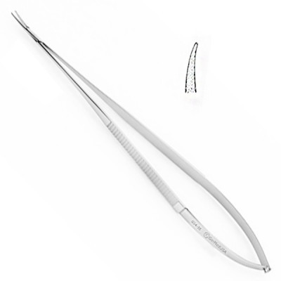 Micro Surgery Needle Holder 5 1/4 inch  Curved Jaws