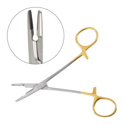 Olsen Hegar Needle Holder Scissors Combination 6 1/2 inch Serrated - Tungsten Carbide