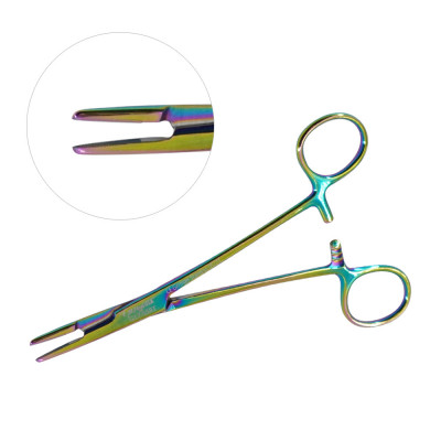 Olsen Hegar Needle Holder Scissors Combination 6 1/2 inch Serrated Tungsten Carbide - Rainbow Coated