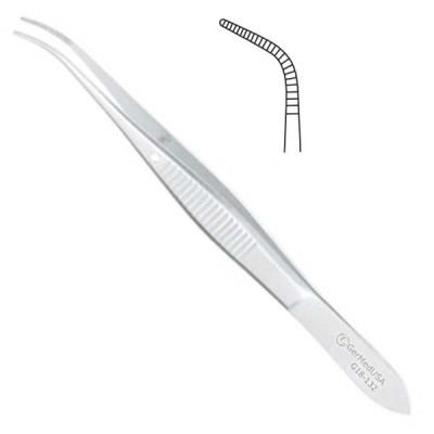 Eye Dressing Forceps 4 inch Serrated Fully Curved Tips Heavy Pattern