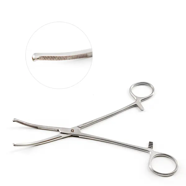Mikulicz Hemostatic Forceps 1x2 Teeth 8" Slightly Curved