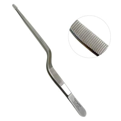 Jansen Bayonet Forceps Serrated 7"