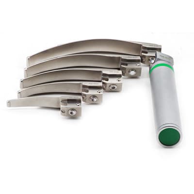 MacIntosh Laryngoscope Set of 6 Blades 1 Handle Fiber Optic