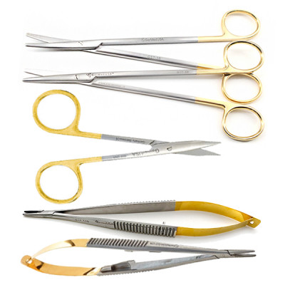 Needle Holders Tungsten Carbide Jaws - Gold Rings