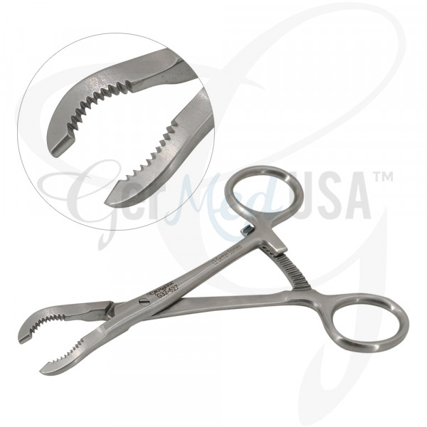 thumbnail image 2 of ODM 5.5" Curved Bone Reduction Forceps - Gold Plated Orthopedic Surgical Instrument 2 of 2