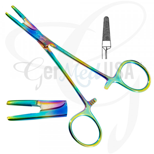 Olsen Hegar Needle Holder Scissors Combination Rainbow Coated