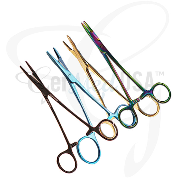 Olsen Hegar Needle Holder Scissors Combination TC 4 3/4" Color Coated