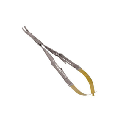 Needle Holder 15 cm Round Handled with Suture Cutter and Curved Tips