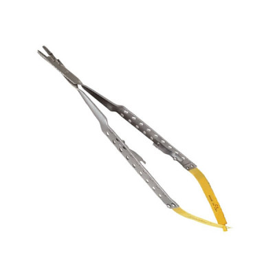 Castroviejo Needle Holder Feather lite 17.75 cm Flat Handled With Suture Cutter and Curved Tips