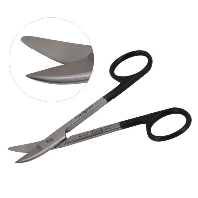 Crown and Collar Scissors 4 3/4" Curved SuperCut - One Serrated Blade