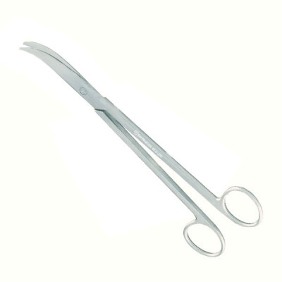 11-090S Curved Enucleation Scissors, Blunt Tips, 38 mm Blades from Midscrew  to Tip, Ring Handle, Length 128 mm, Stainless Steel —