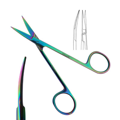 Iris Scissors 4 1/2“ Curved Rainbow Coated