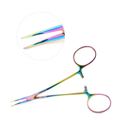 Halsted Mosquito Forceps 4 3/4 inch Curved - Rainbow Coated