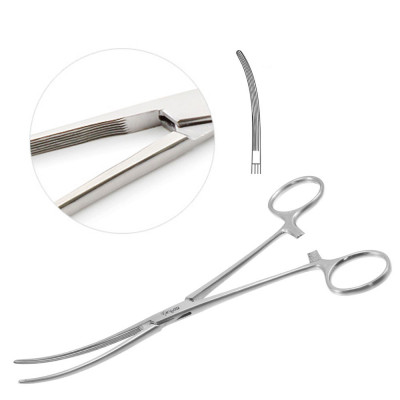 Bainbridge Forceps Curved 6 inch Longitudinal Serrated