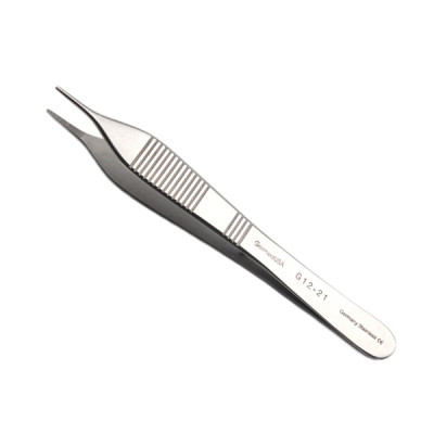 S.S. Thumb Dressing Forceps 10 - Serrated Teeth, Atraumatic Tip For General Surgery