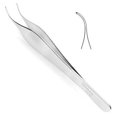Adson Tissue Forceps 1x2 Teeth Delicate Angled 4 3/4 inch
