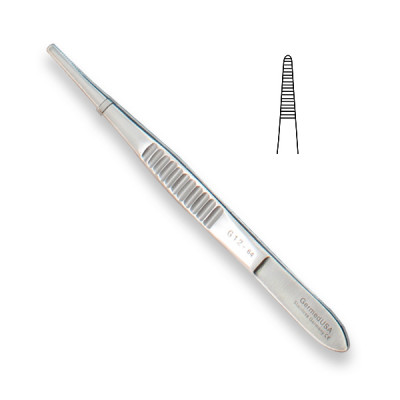 Dressing Forceps 4 1/2 inch Delicate Fluted Handle Serrated