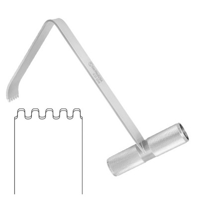 T-Handle Retractor 8 inch 32mm X 110mm Angled Blade with Teeth Blunt