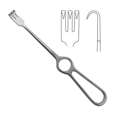 Volkman Retractor Hollow Handle 8 1/2 inch Three Sharp Prongs
