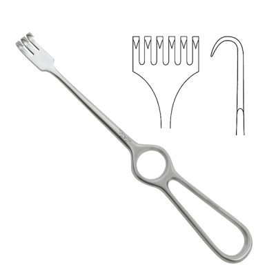 Volkman Retractor Hollow Handle 8 1/2 inch Six Sharp Prongs