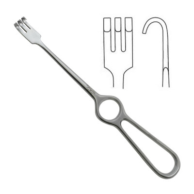 Volkman Retractor Hollow Handle 8 1/2 inch Three Blunt Prongs
