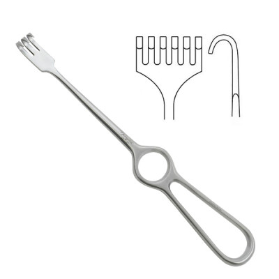 Volkman Retractor Hollow Handle 8 1/2 inch Six Blunt Prongs