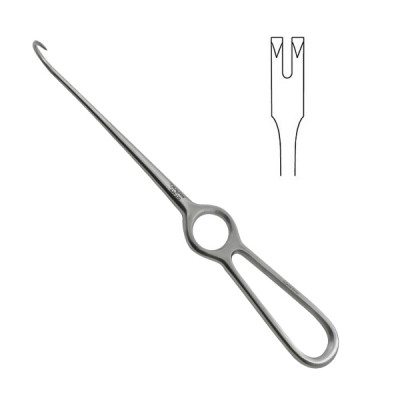Volkman Retractor Ring Handle 8 3/4 inch Two Sharp Prongs