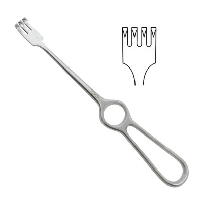 Volkman Retractor Ring Handle 8 3/4 inch Four Sharp Prongs