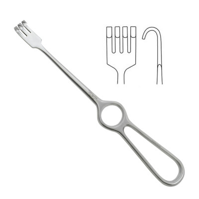 Volkman Retractor Ring Handle 8 3/4 inch Four Blunt Prongs