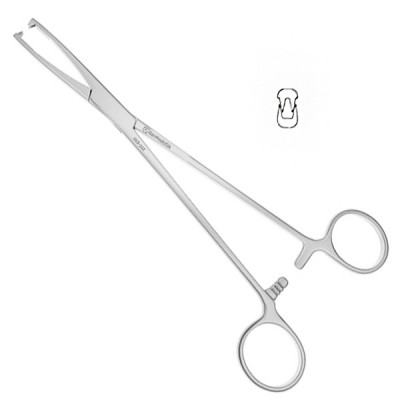Jacobs Vulsellum Forceps 2x2 Teeth Serrated Jaws Angular 8 1/4 inch
