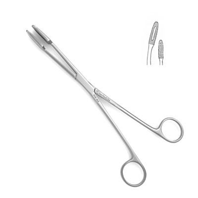 Maier Uterine Dressing Forceps Serrated Jaws 5x30mm Without Ratchet Curved Size 10 inch