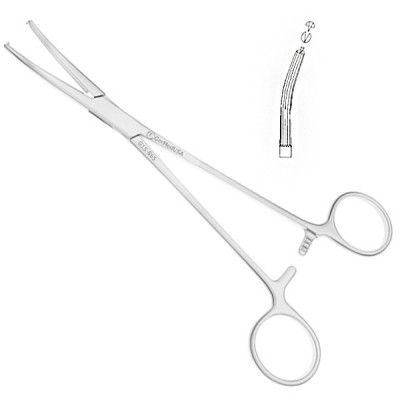 Long Hysterectomy Forceps 7 1/2 inch Longitudinal Serrations 1x2 Teeth Curved