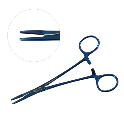 Olsen Hegar Needle Holder Scissors Combination 6 1/2 inch Serrated Tungsten Carbide - Blue Coated
