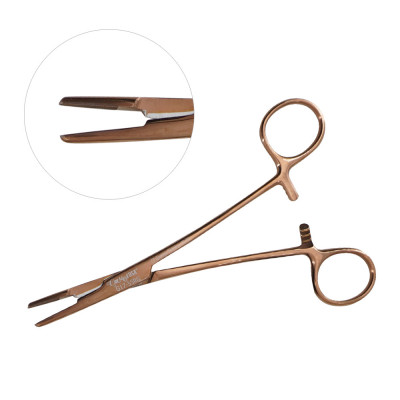 Olsen Hegar Needle Holder Scissors Combination 6 1/2 inch Serrated Tungsten Carbide - Rose Gold Coated