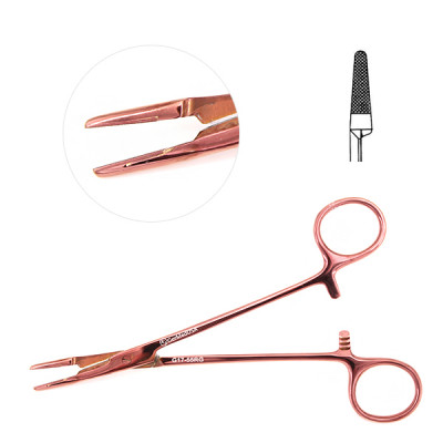 Olsen Hegar Needle Holder Scissors Combination 6 1/2 inch Serrated Tungsten Carbide - Rose Gold Coated