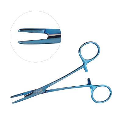 Olsen Hegar Combined Needle Holder and Scissors 5 1/2 inch Serrated Tungsten Carbide - Blue Coated