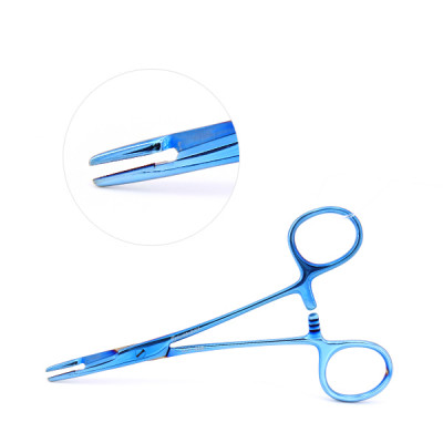 Olsen-Hegar Combined Needle Holder & Scissors 5 1/2 inch Serrated Tungsten Carbide Blue Coated