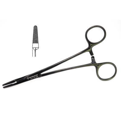 Olsen Hegar Combined Needle Holder and Scissors 5 1/2 inch Serrated Tungsten Carbide - Gun Metal Coated