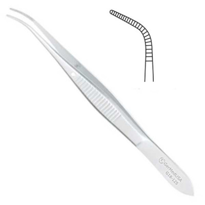 Eye Dressing Forceps Delicate Pattern Serrated 4 inch Fully Curved Tips