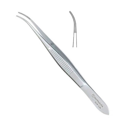 Eye Dressing Forceps 4 inch Serrated Straight Tips Standard Pattern