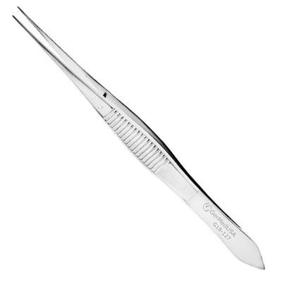 Eye Dressing Forceps 4 inch Serrated Straight Tips Non-magnetic Standard Pattern