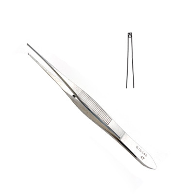 Iris Forceps 4 inch 1x2 Teeth Standard Straight Pattern Non-magnetic