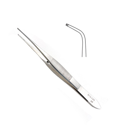 Iris Forceps 4 inch 1x2 Teeth Standard Pattern Fully Curved