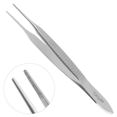 Von Graefe Iris Forceps 2 3/4 inch Straight Delicate Serrated Tips