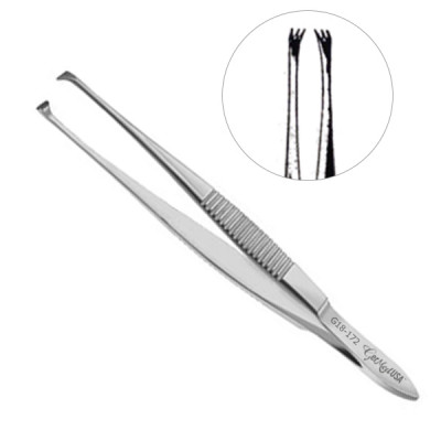 Guist Fixation Forceps 3x3 Curved Teeth 4 inch