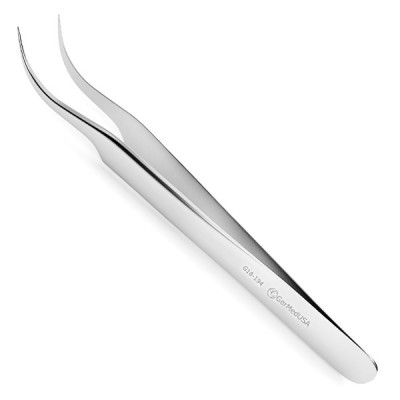 Jeweler's Forceps # 7 Swiss Style Extra Fine Tips  Curved 4 1/2 inch