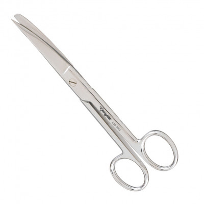 Utility Scissors Curved 6 1/2 inch Sharp Blunt One Serrated Blade - Extra Heavy