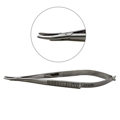 Castroviejo Needle Holder 5 1/4 inch Curved Jaw with Catch